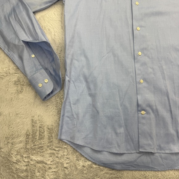 Suitsupply Dress Shirt Mens 16.5 Blue Cotton Two Ply Rounded Cuff Button Down - Picture 3 of 8